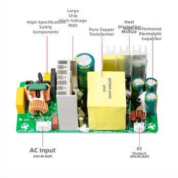 DC napájacia doska 24V 5A, 120W, prepínacie (switch-mode), holá doska, skrutkové uchytenie, Qida Electronics