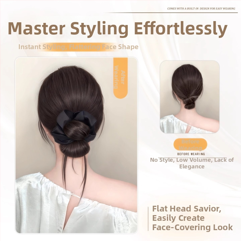 Falošný chvost vlasov – ručne tkaný spona na drdol a prsteň na vlasy, tepelne odolné hodvábne vlákno, nie je možné farbiť ani žehliť