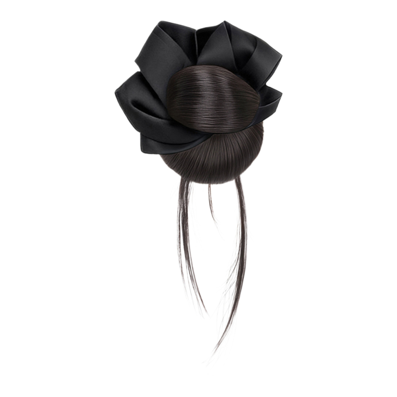 Falošný chvost vlasov – ručne tkaný spona na drdol a prsteň na vlasy, tepelne odolné hodvábne vlákno, nie je možné farbiť ani žehliť