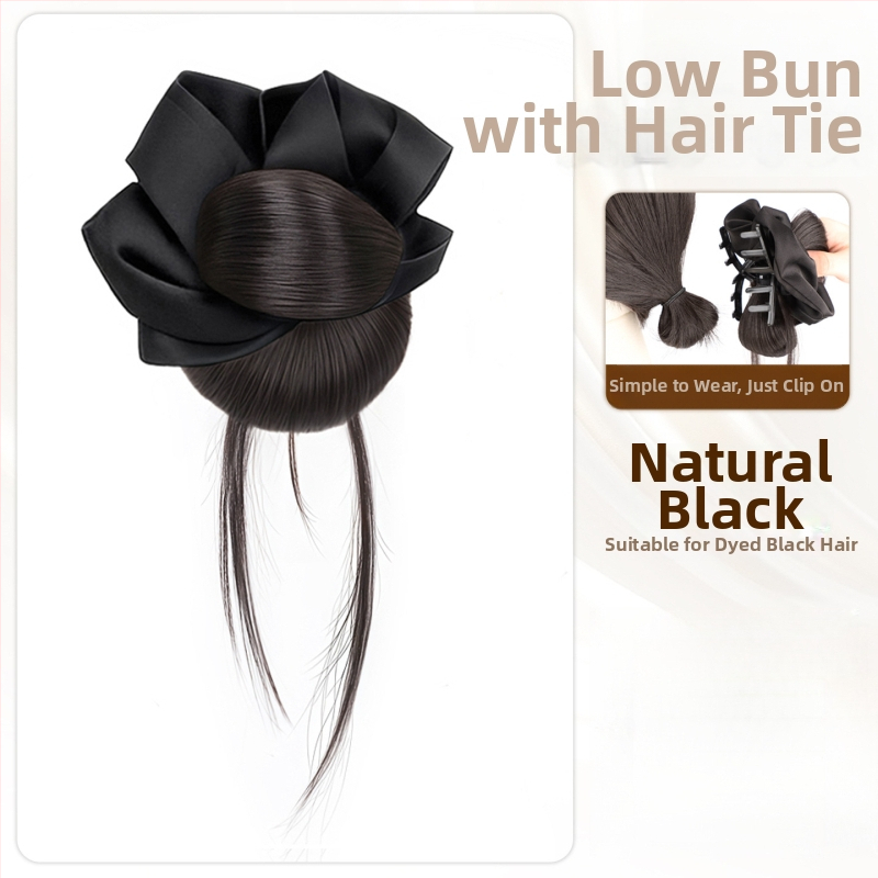 Falošný chvost vlasov – ručne tkaný spona na drdol a prsteň na vlasy, tepelne odolné hodvábne vlákno, nie je možné farbiť ani žehliť