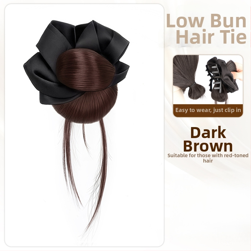 Falošný chvost vlasov – ručne tkaný spona na drdol a prsteň na vlasy, tepelne odolné hodvábne vlákno, nie je možné farbiť ani žehliť