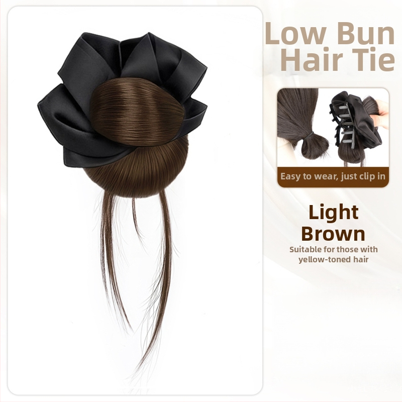 Falošný chvost vlasov – ručne tkaný spona na drdol a prsteň na vlasy, tepelne odolné hodvábne vlákno, nie je možné farbiť ani žehliť