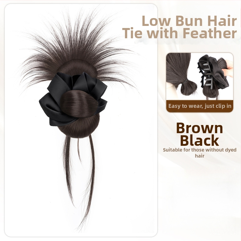 Falošný chvost vlasov – ručne tkaný spona na drdol a prsteň na vlasy, tepelne odolné hodvábne vlákno, nie je možné farbiť ani žehliť