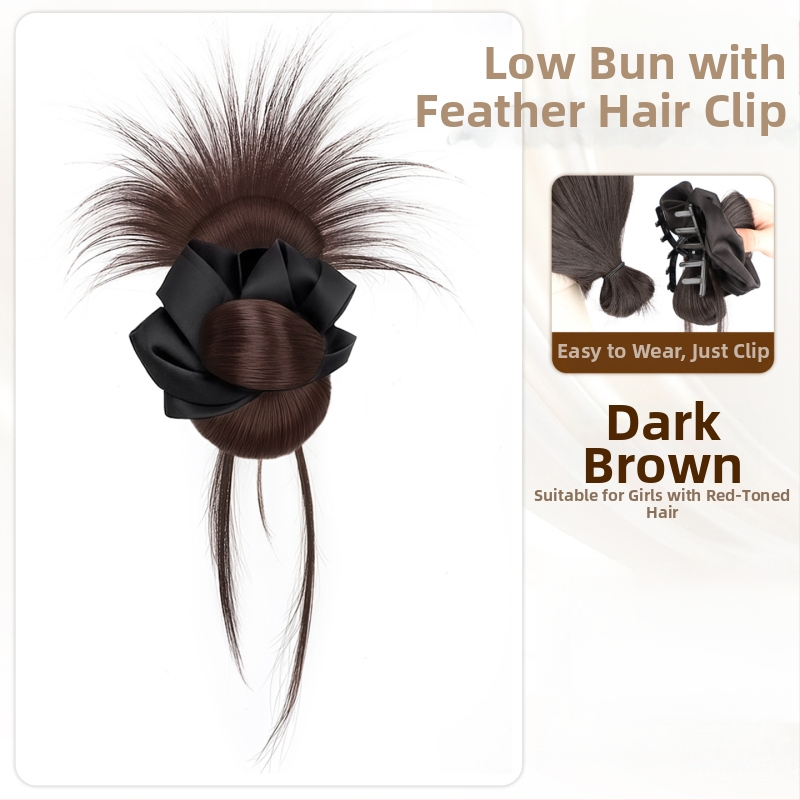 Falošný chvost vlasov – ručne tkaný spona na drdol a prsteň na vlasy, tepelne odolné hodvábne vlákno, nie je možné farbiť ani žehliť