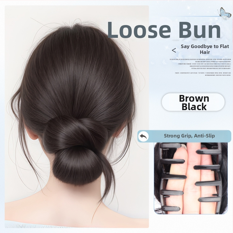 Falošný chvost vlasov – ručne tkaný spona na drdol a prsteň na vlasy, tepelne odolné hodvábne vlákno, nie je možné farbiť ani žehliť