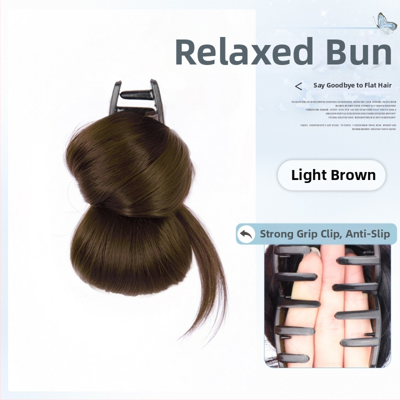 Falošný chvost vlasov – ručne tkaný spona na drdol a prsteň na vlasy, tepelne odolné hodvábne vlákno, nie je možné farbiť ani žehliť