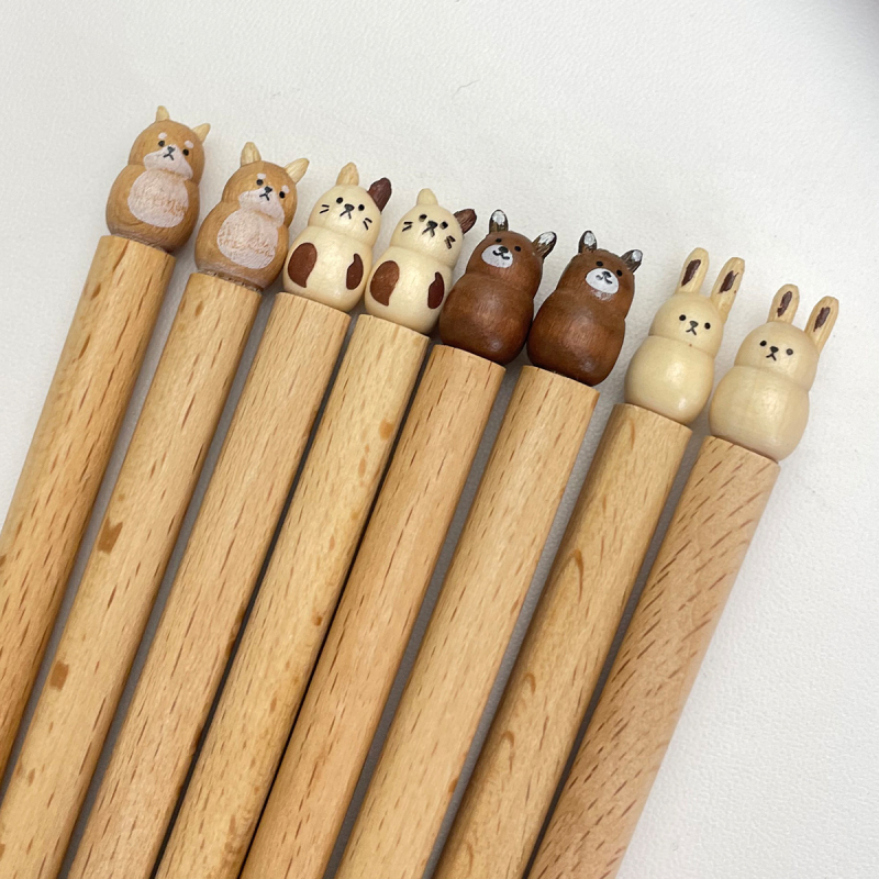 Xinxuan ξύλινα chopsticks – χαριτωμένο στυλ, μοτίβο καρτούν, αντιολισθητικά