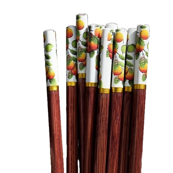 Ξυλάκια φαγητού χωρίς κερί, 10 ζεύγη, μοτίβο λουλουδιών, υδροπολυμένες, βιοδιασπώμενα