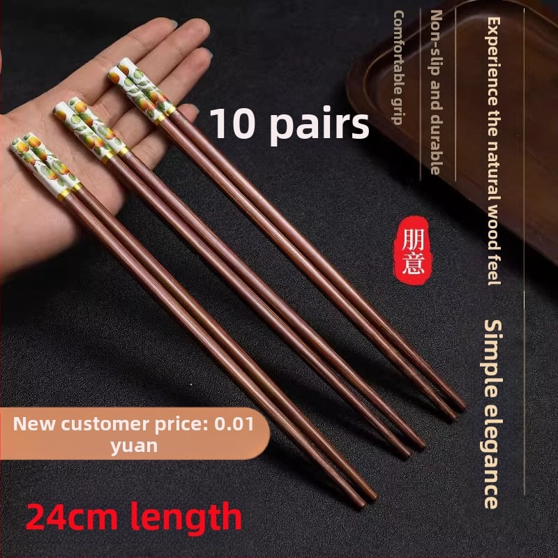 Ξυλάκια φαγητού χωρίς κερί, 10 ζεύγη, μοτίβο λουλουδιών, υδροπολυμένες, βιοδιασπώμενα