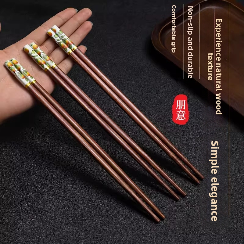 Ξυλάκια φαγητού χωρίς κερί, 10 ζεύγη, μοτίβο λουλουδιών, υδροπολυμένες, βιοδιασπώμενα