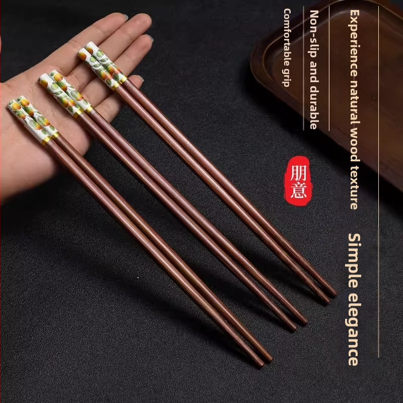 Ξυλάκια φαγητού χωρίς κερί, 10 ζεύγη, μοτίβο λουλουδιών, υδροπολυμένες, βιοδιασπώμενα