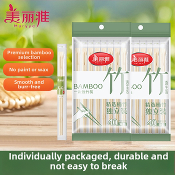 Jednorazové bambusové hůlky, značka Beautiful and Elegant, minimalistický dizajn, balenie 40 alebo 80 párov, pôvod Chengdu