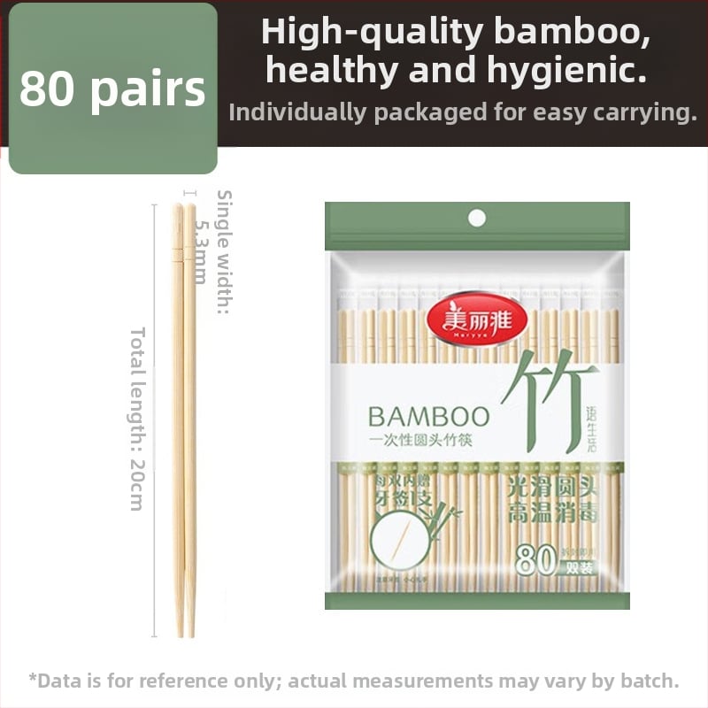 Jednorazové bambusové hůlky, značka Beautiful and Elegant, minimalistický dizajn, balenie 40 alebo 80 párov, pôvod Chengdu