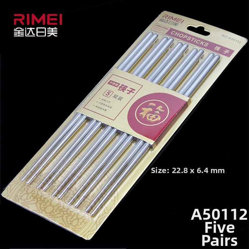 Kineske štapiće za jelo, od nehrđajućeg čelika, 5 parova, protuklizne i toplotno izolirane, moderni minimalistički stil