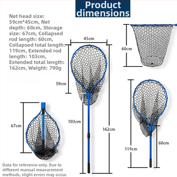 Rybačská sieť z hliníkovej zliatiny so silikónovým okom, výsuvná, nosnosť 10 kg