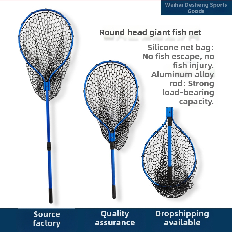 Rybačská sieť z hliníkovej zliatiny so silikónovým okom, výsuvná, nosnosť 10 kg