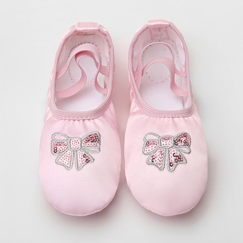 Pantofi de balet pentru copii, talpă din piele, respirabili, ușori, partea superioară nylon + piele, pentru fete