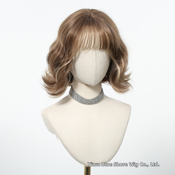 Parochňa, krátky kučeravý bob, kórejský štýl, ofina, hodvábne vlákno, model SWLC1238-6BR10