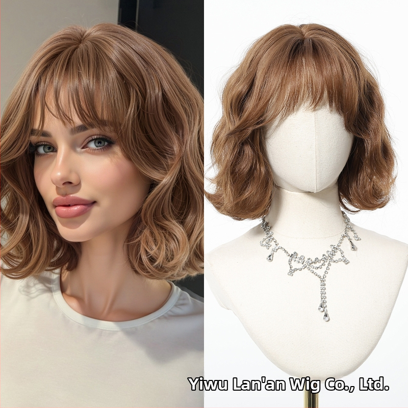 Parochňa, krátky kučeravý bob, kórejský štýl, ofina, hodvábne vlákno, model SWLC1238-6BR10