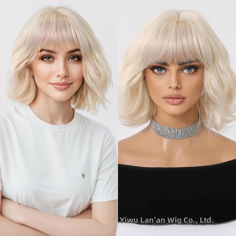 Parochňa, krátky kučeravý bob, kórejský štýl, ofina, hodvábne vlákno, model SWLC1238-6BR10