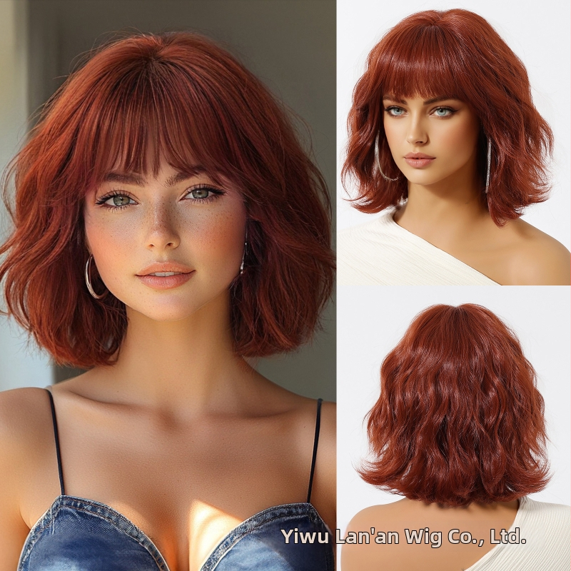 Parochňa, krátky kučeravý bob, kórejský štýl, ofina, hodvábne vlákno, model SWLC1238-6BR10