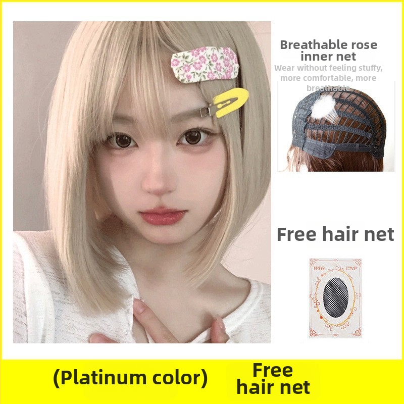 Parochňa pre ženy, krátka rovná ofina, prirodzený vzhľad na každodenné nosenie, vlasy z vysokotepelného hodvábia, strojovo vyrobená, univerzálny typ, nie je fariteľná