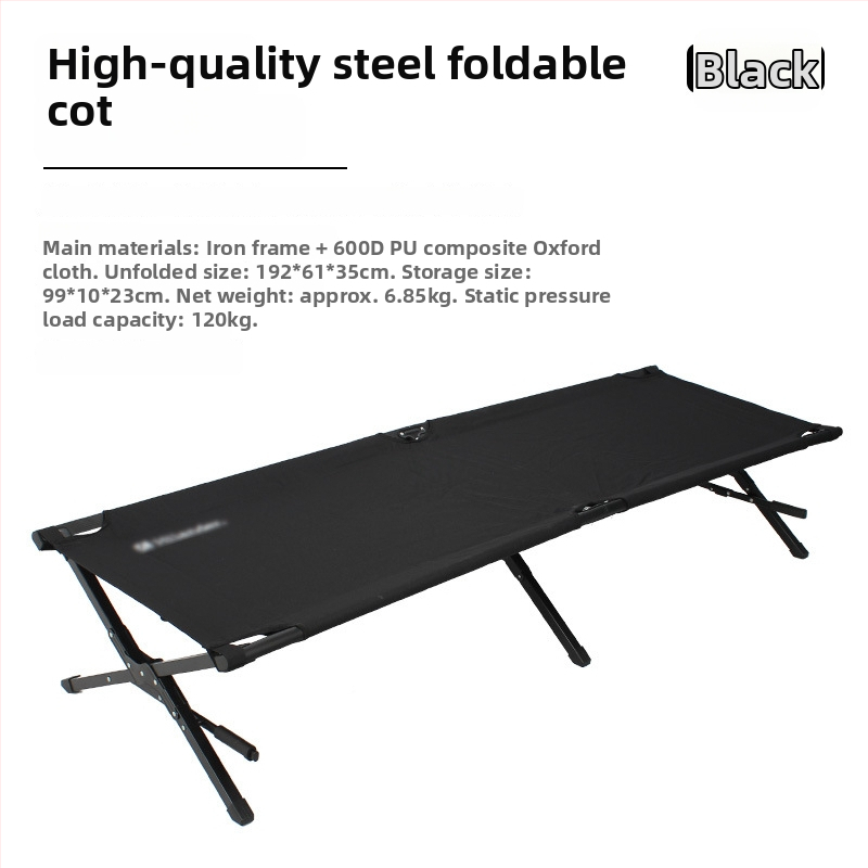 Prenosné zložené kempingové lôžko z hliníkovej zliatiny, 7 kg, nosnosť 150 kg, povrch z Oxford textílie, integrovaný skladací dizajn