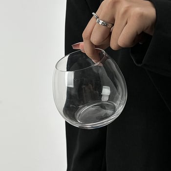 Σφαιρικό γυάλινο ποτήρι – μοντέρνος μινιμαλιστικός σχεδιασμός, στρογγυλό σχήμα, χωρίς λαβή, μονοστρωματικό, γυαλί βοριοσιλικό