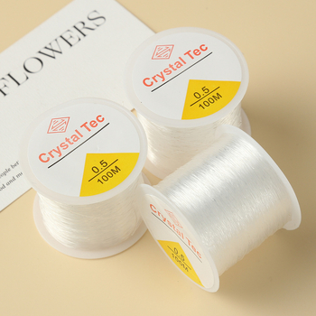 Elastický šperkársky drôt s korálkami, 80 m dĺžka, kryštálový vzhľad, plast/živica, ekologický proces