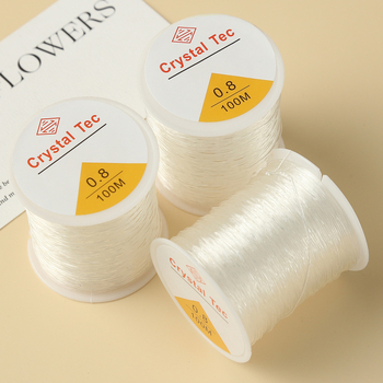 Elastický šperkársky drôt s korálkami, 80 m dĺžka, kryštálový vzhľad, plast/živica, ekologický proces