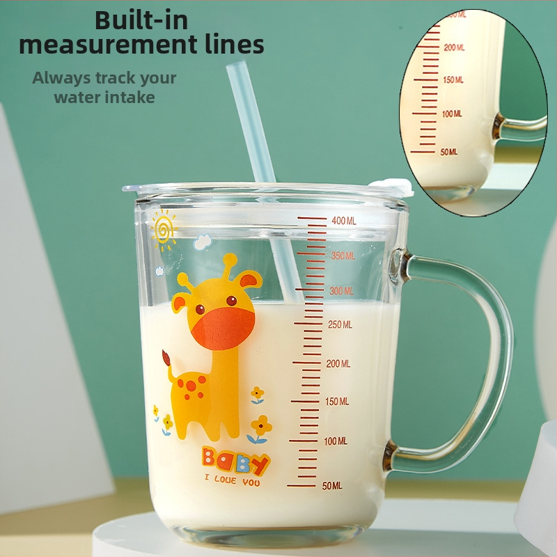 Pieno graduotu stiklo puodelis, mikrobangų krosnelė atspari, Cartoon stilius, Liuliang prekės ženklas