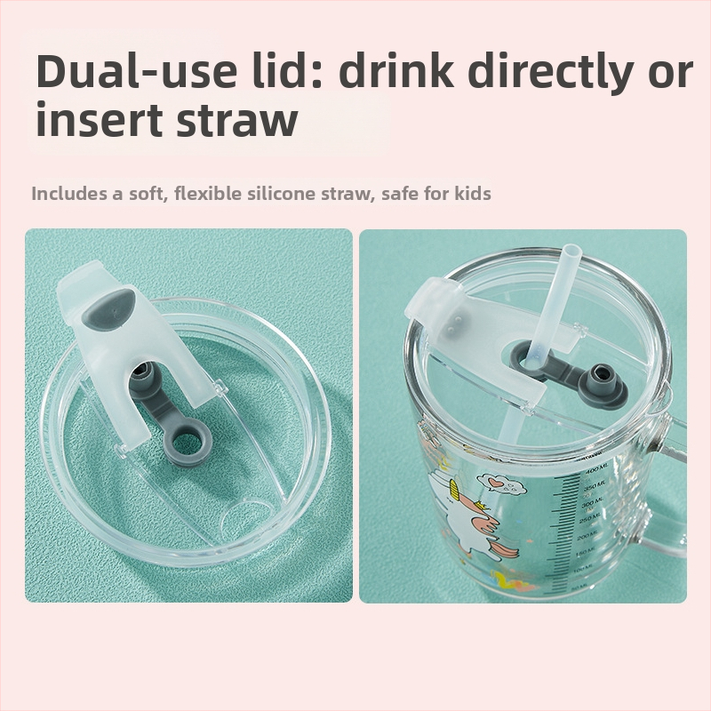 Pieno graduotu stiklo puodelis, mikrobangų krosnelė atspari, Cartoon stilius, Liuliang prekės ženklas