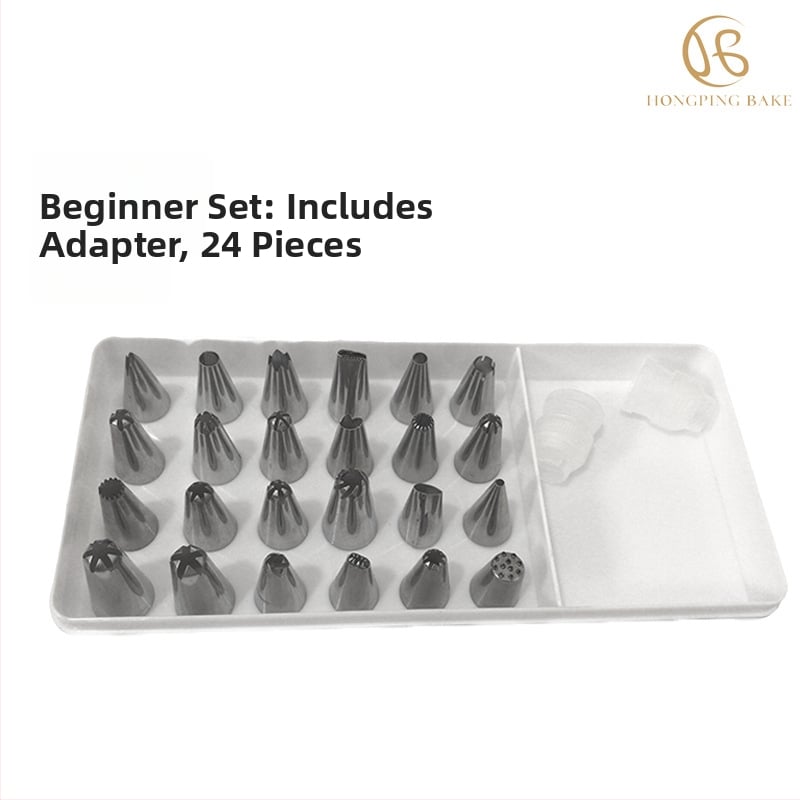 Sada 24 tipov na zdobenie z nehrdzavejúcej ocele pre koláče a sušienky, krémové trysky, moderný minimalistický dizajn