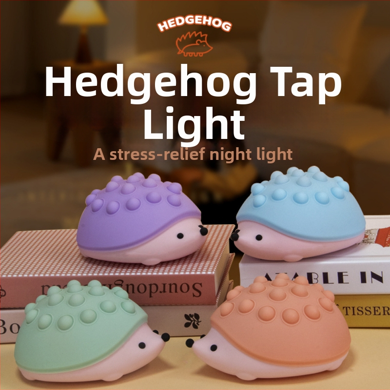 Silikónová nočná lampička v tvare ježka, stlačovacie bublinkové svetlo, USB nabíjateľná, gradientné LED osvetlenie, ROHS certifikát