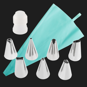 9-dalių nerūdijančio plieno antgalių rinkinys su TPU švirkštų maišeliu kepimui ir dekoravimui