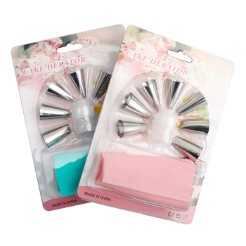 9-dalių nerūdijančio plieno antgalių rinkinys su TPU švirkštų maišeliu kepimui ir dekoravimui