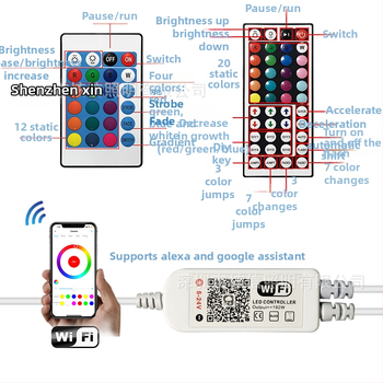 LED pás 5050 RGB, vodotesný, WiFi diaľkové ovládanie, 12V, 60 LED