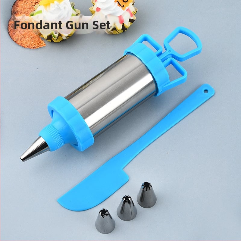 Sada dekoračného pištoľa z nehrdzadej ocele so extrudérom na sušienky a formičkami na koláče, na zdobenie tort, uvedená v roku 2024.
