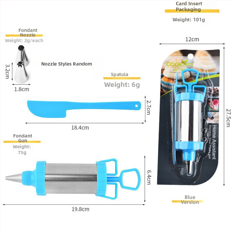 Dekoravimo švirkštas rinkinys iš nerūdijančio plieno, įtraukti sausainių ekstruderis ir sausainių formelės, skirtas tortų dekoravimui, išleistas 2024 m.