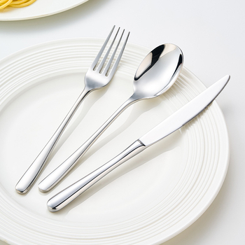 Set príborov z 316L nerezovej ocele – leštený do lesku, hrubý nôž, vidlička a lyžica, moderný minimalistický štýl