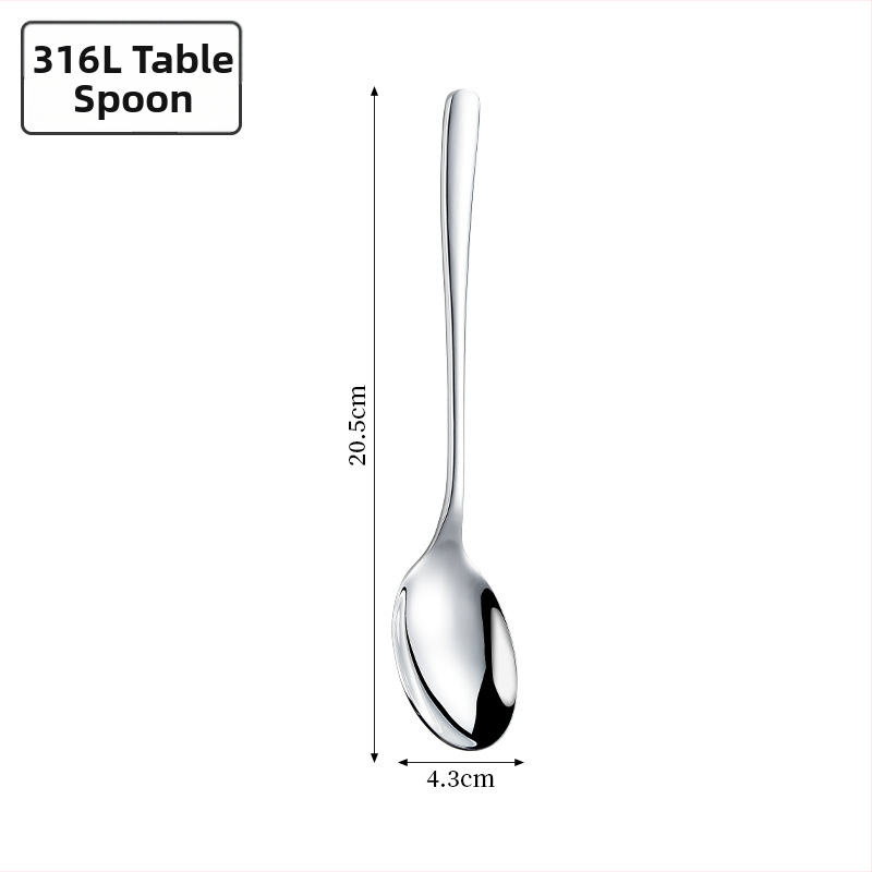 Set príborov z 316L nerezovej ocele – leštený do lesku, hrubý nôž, vidlička a lyžica, moderný minimalistický štýl