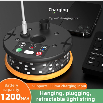 Solárny LED svetelný reťaz s koženou šnúrkou, pre vonkajšie použitie, ovládanie cez aplikáciu, napájanie batériou/USB/solárnou energiou, kruhový tvar