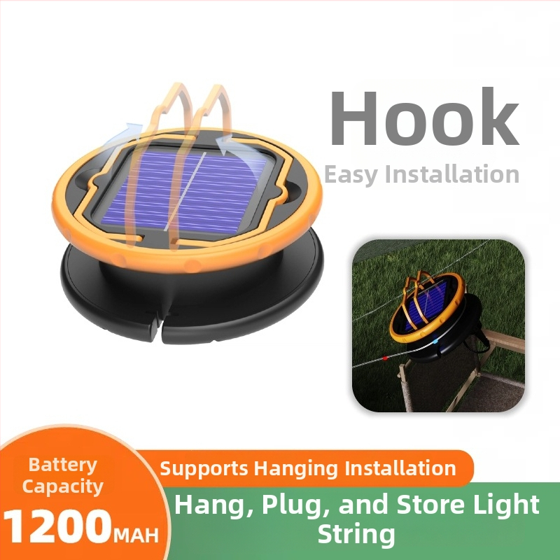 Solárny LED svetelný reťaz s koženou šnúrkou, pre vonkajšie použitie, ovládanie cez aplikáciu, napájanie batériou/USB/solárnou energiou, kruhový tvar