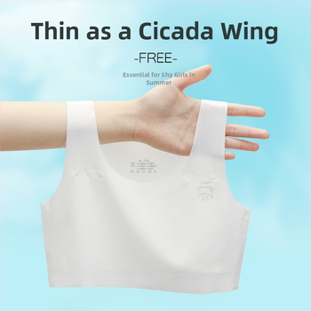 Bezšvový dievčenský podprsenka v štýle vesty, s plnými košíkmi; ultra tenké tvarované košíčky; hlavná látka nylon/spandex 50–70%; podšívka Mulberry hodváb (<30%); nastaviteľné dvojité ramienka; priedušný, tvarovanie chrbta, absorbuje pot, pohodlný