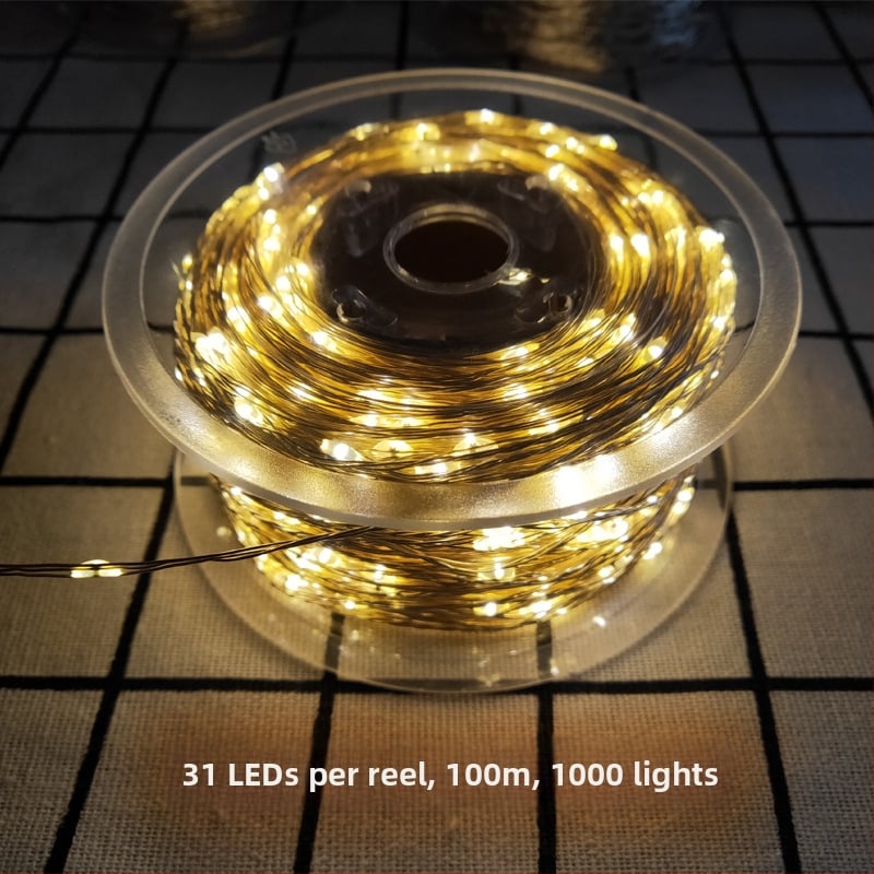 Vonkajší LED reťaz s meďaným vodičom, 1000 LED, 31V, IP44, napájanie zo zásuvky, model 19-3-19