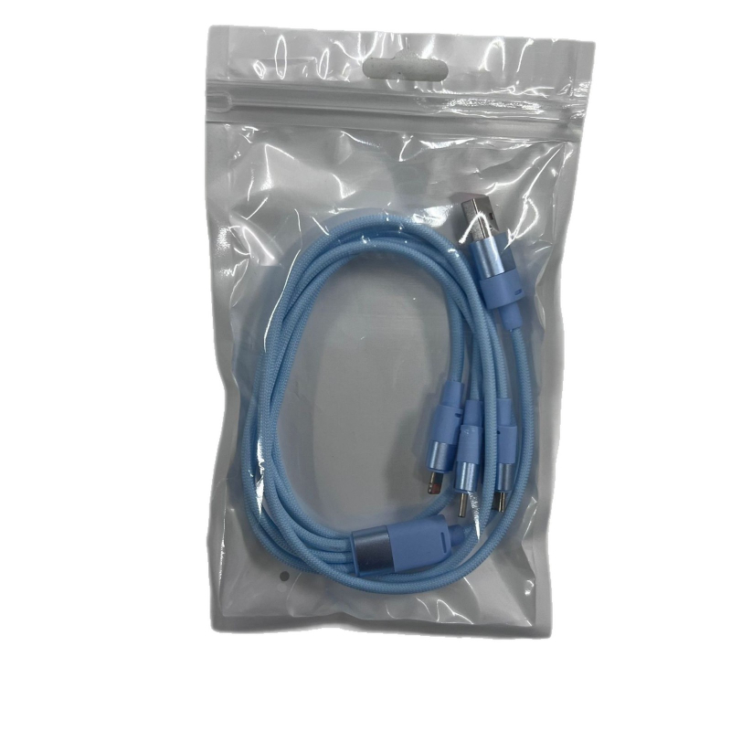 4-in-1 greito įkrovimo duomenų kabelis su USB-C, Lightning, Micro USB ir Mini USB jungtimis; pynėtas kabelis, iki 66W