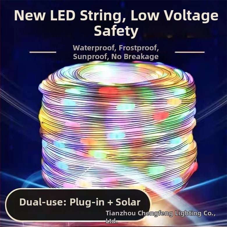 Solárny reťaz svetiel s koženým šnúrkou, vo forme kvetu, na vonkajšie použitie, IP65 vodotesné, ovládanie tlačidlom