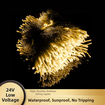 LED svetelný reťaz pre omotávanie stromu, 24V nízke napätie, vonkajšia IP65 vodotesná, 3W zdroj, model YS-056-1, ovládanie tlačidlom, prispôsobiteľný