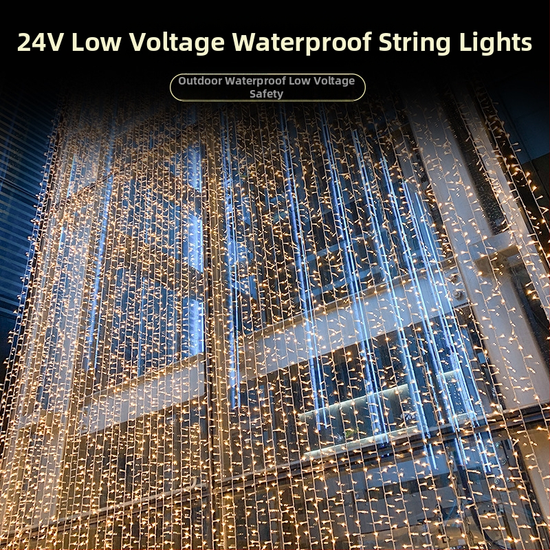 LED svetelný reťaz pre omotávanie stromu, 24V nízke napätie, vonkajšia IP65 vodotesná, 3W zdroj, model YS-056-1, ovládanie tlačidlom, prispôsobiteľný