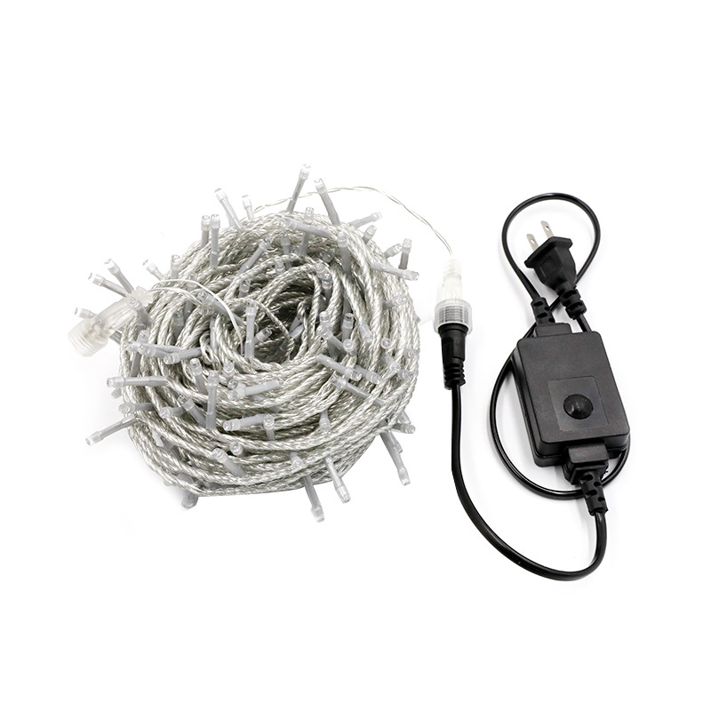 LED svetelný reťaz pre omotávanie stromu, 24V nízke napätie, vonkajšia IP65 vodotesná, 3W zdroj, model YS-056-1, ovládanie tlačidlom, prispôsobiteľný